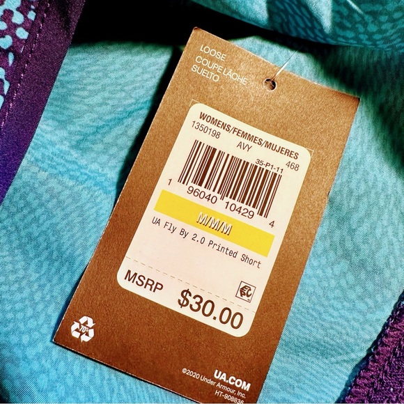 NWT Under Armour ‘Fly-By 2.0 Printed Shorts’ in “Reflective Sonar Blue” Size M - Picture 12 of 15